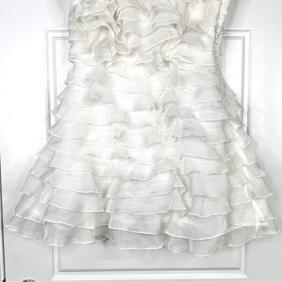BHLDN Anthropologie Strapless A-Line Ruffled Mini Dress Size 10 White - Picture 6 of 15